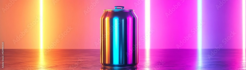 A Aluminum Can, sleek modern design with metallic shine, high contrast colors, flat design illustration A Aluminum Can, sleek modern design with metallic shine, high contrast colors, flat design illustration