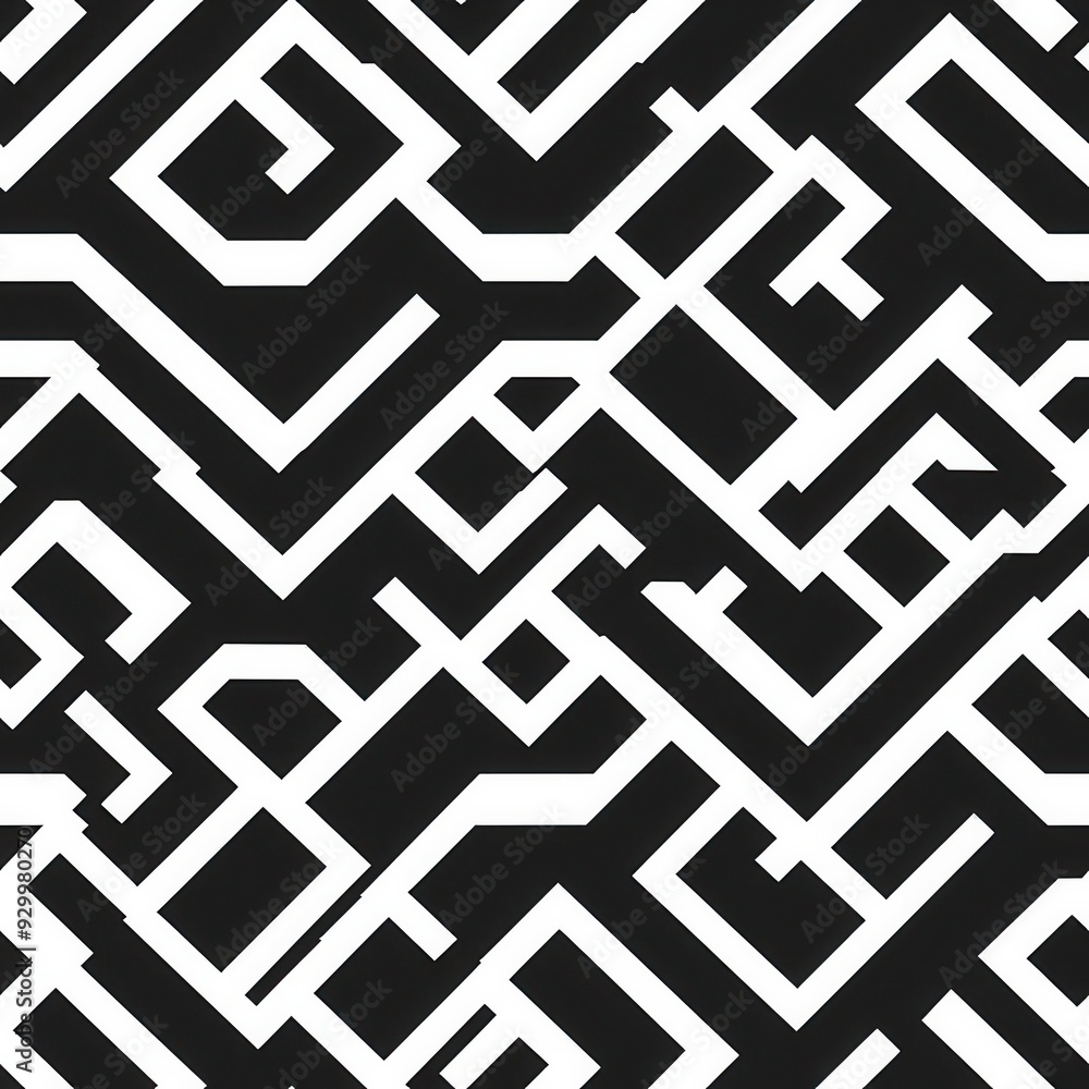 seamless pattern, A modern black and white maze pattern, perfect for textile, wallpaper, or graphic design projects. seamless pattern, A modern black and white maze pattern, perfect for textile, wallpaper, or graphic design projects.