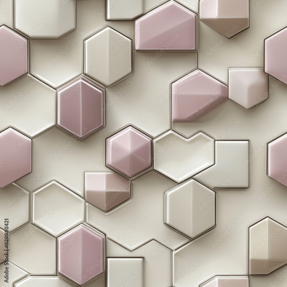 seamless pattern, A stylish geometric pattern featuring hexagonal shapes in soft pink and cream tones, perfect for modern design projects. seamless pattern, A stylish geometric pattern featuring hexagonal shapes in soft pink and cream tones, perfect for modern design projects.