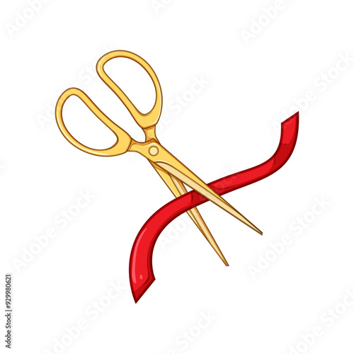 tool gold scissor cartoon. sharp blade, metal precision, trim shear tool gold scissor sign. isolated symbol vector illustration