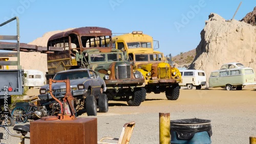 Abandoned cars in the desert