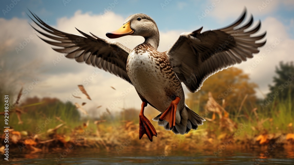 Beautiful duck flying field wallpaper image Beautiful duck flying field wallpaper image