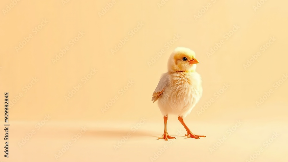 Adorable Yellow Chickling on a Soft Peach Background Adorable Yellow Chickling on a Soft Peach Background