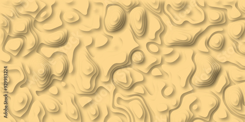 3D Woodcut Stylized Brown woody topographic contour scheme and terrain. Abstract lines or wavy backdrop background. Topography grid map. Geographic line mountain relief. Contour map background.