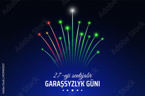 September 27 turkmenistan independence day, turkmen fireworks on dark sky background. Fireworks, flag. National holiday turkmenistan. Greeting card. Vector. Translation September 27th Independence Day