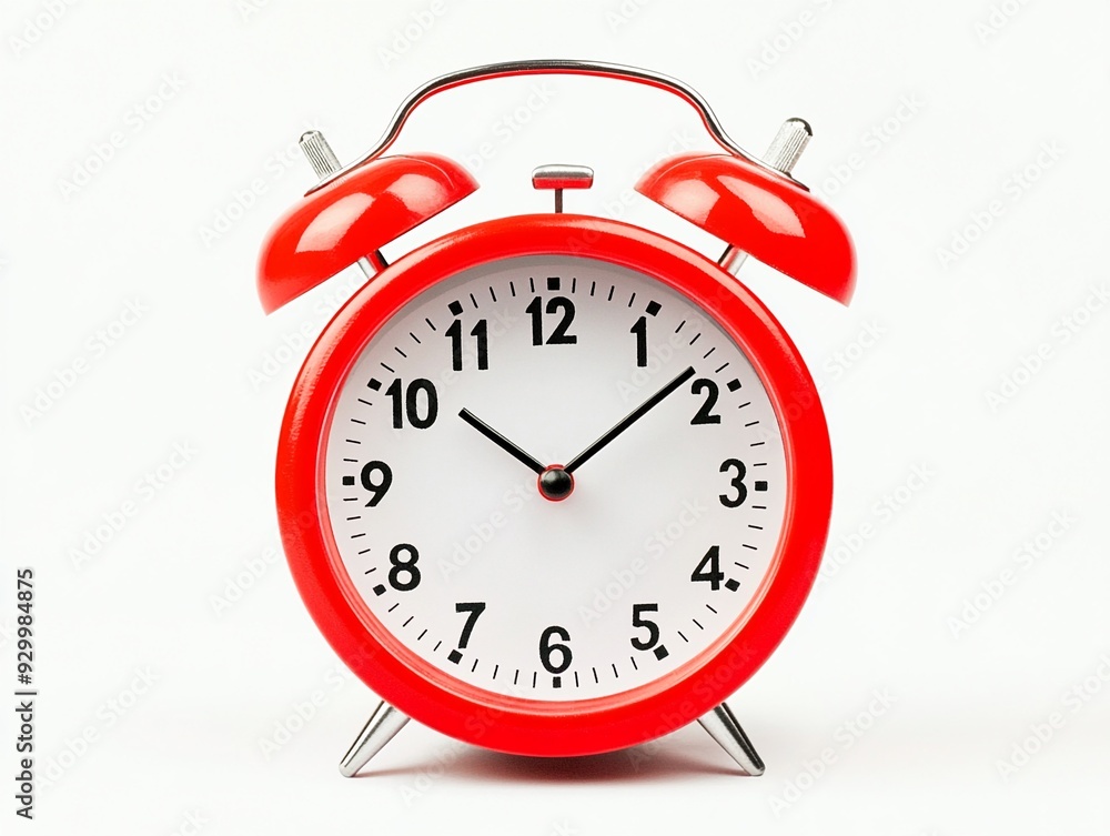 A red alarm clock on a white background A red alarm clock on a white background