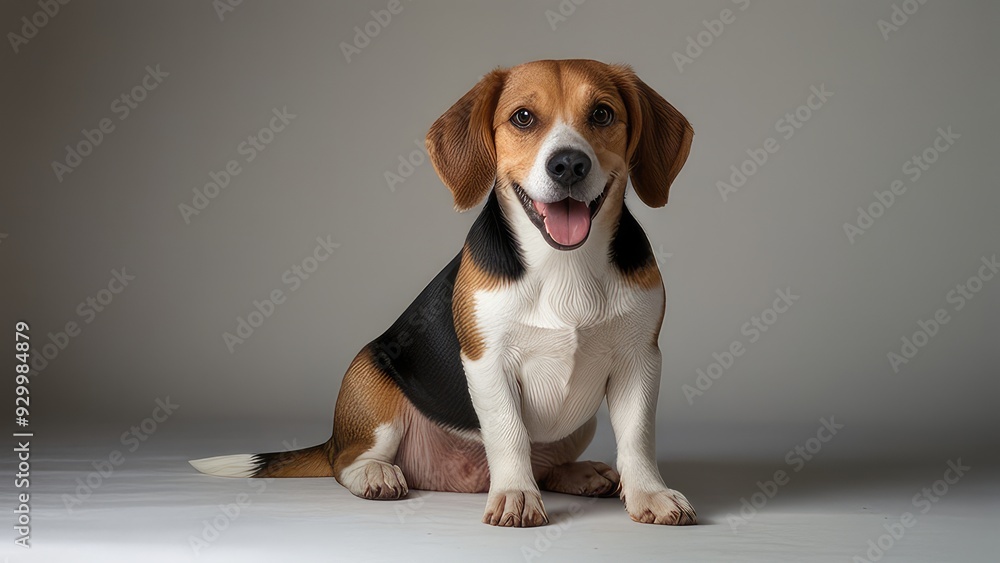 happy beagle portrait sitting and standing isolated on a white background happy beagle portrait sitting and standing isolated on a white background