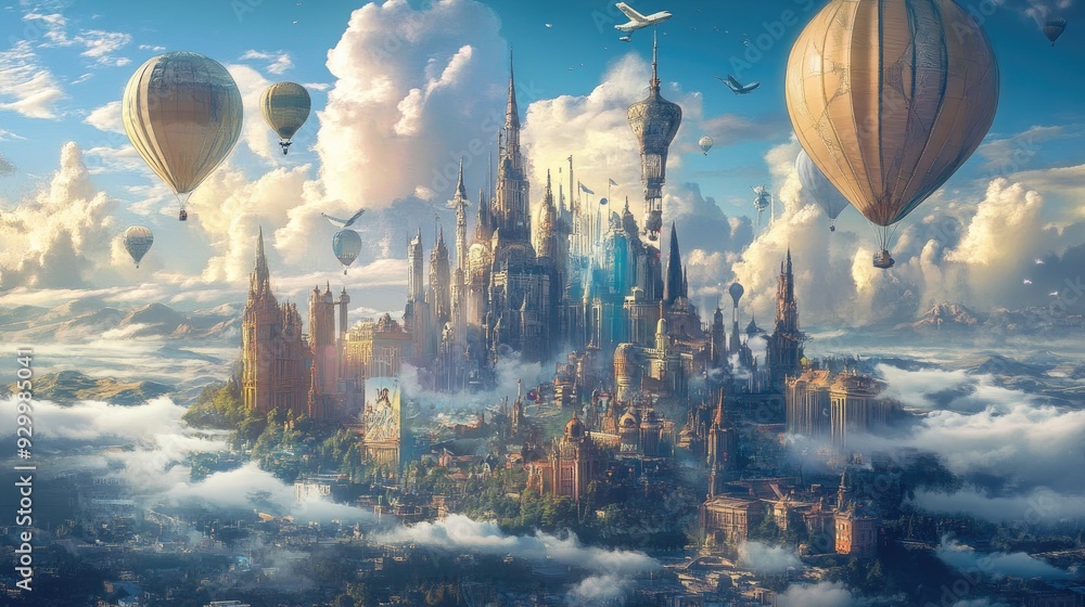 Obraz premium A city where dreams take flight, filled with endless opportunities, creative energy, and a landscape that inspires imagination.