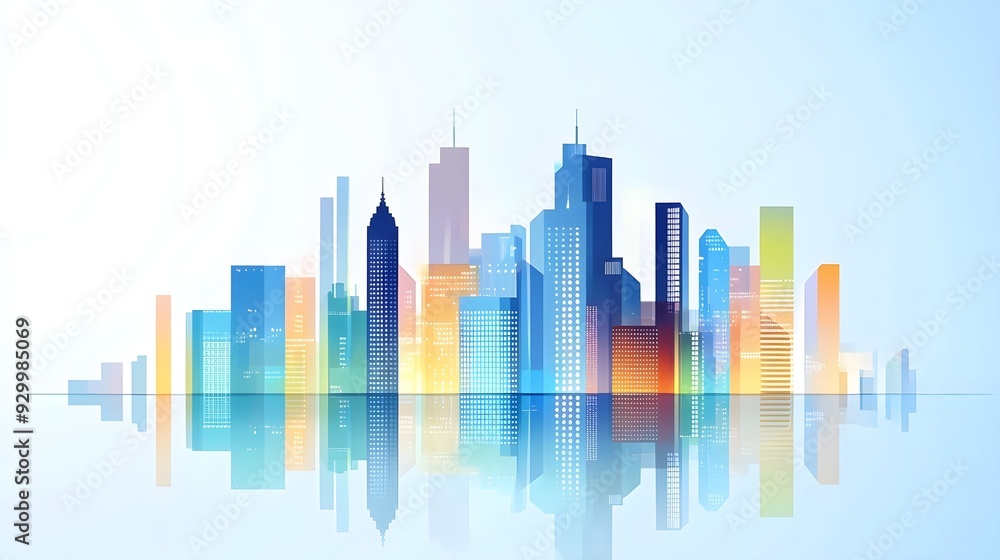 Colorful Cityscape Reflection, Modern Architecture, Urban Design Colorful Cityscape Reflection, Modern Architecture, Urban Design