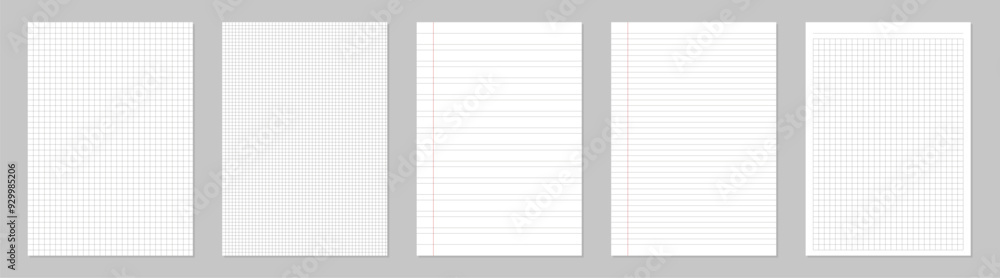 Creative vector illustration of realistic square, lined paper blank sheets set isolated on transparent background. Art design lines, grid page notebook with margin. EPS 10 Creative vector illustration of realistic square, lined paper blank sheets set isolated on transparent background. Art design lines, grid page notebook with margin. EPS 10