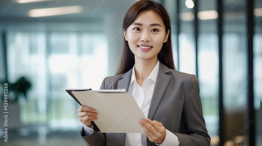 Portrait of an Asian businesswoman standing in the office.
Portrait of an Asian businesswoman standing in the office.