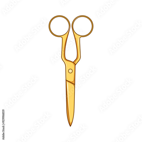 trim gold scissor cartoon. shear snip, handle edge, durable stylish trim gold scissor sign. isolated symbol vector illustration