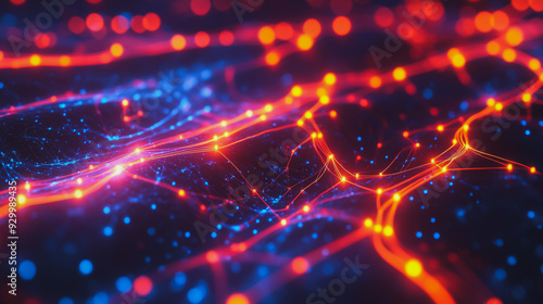 Abstract business connection of lines from nodes It is connected to endless nodes and represents the innovation of communication in the network.