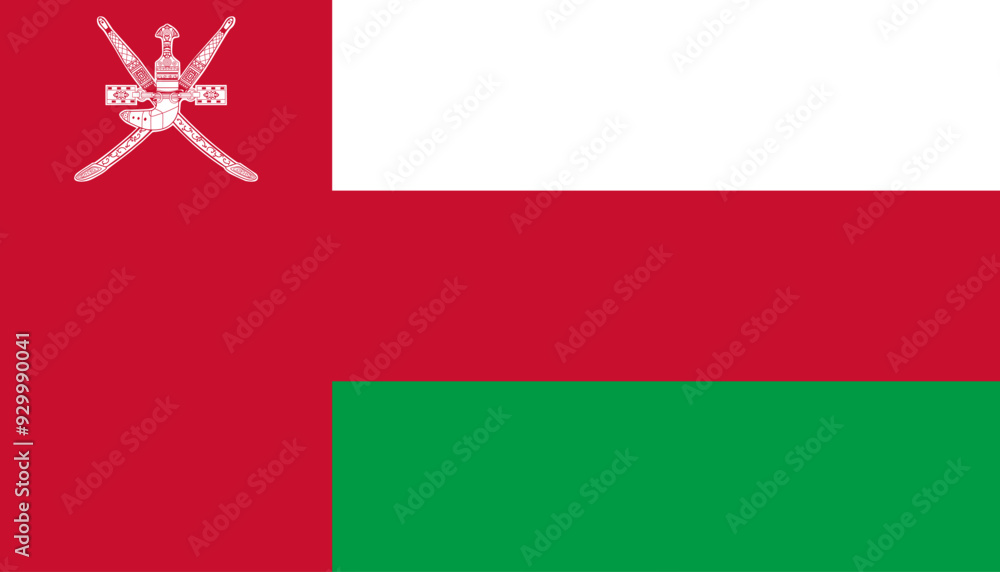 National flag of Oman. Flag of the Sultanate of Oman. Correct ...