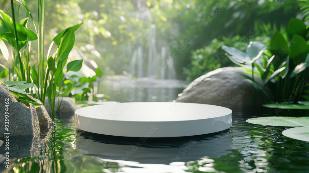 White 3D mock up for placing cosmetics on the surface of the water. White 3D mock up for placing cosmetics on the surface of the water.
