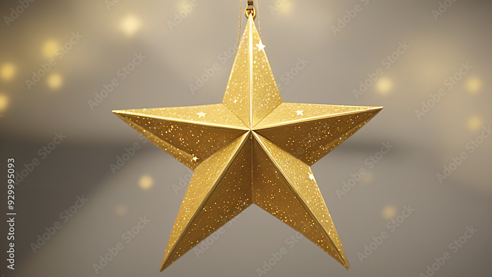 a gold star hanging from a ceiling a gold star hanging from a ceiling