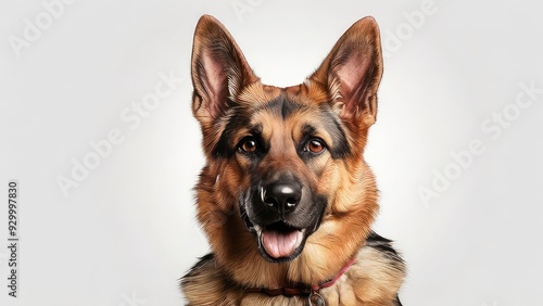 Happy German shepherd portrait, sitting,standing isolated on a white background