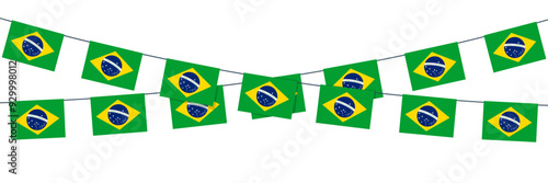 Bunting garland with brazilian flags, vector decorative element. Independence Day of Brazil concept.
