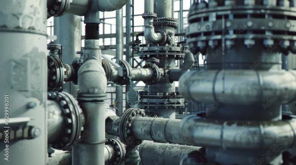 A close-up view of complex metallic pipes and valves in an industrial setting, highlighting the intricate and robust nature of industrial engineering. A close-up view of complex metallic pipes and valves in an industrial setting, highlighting the intricate and robust nature of industrial engineering.