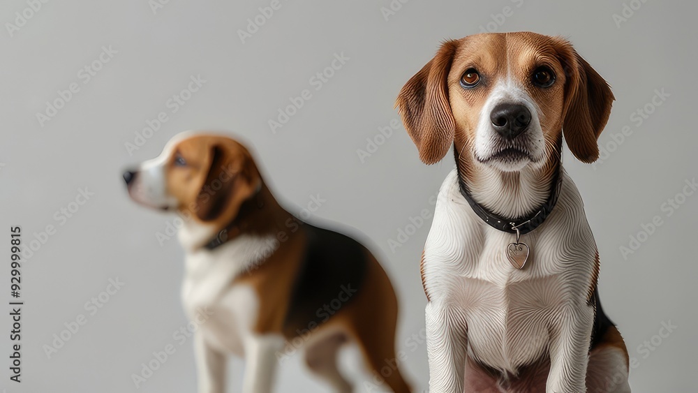 happy beagle portrait isolated on a white background happy beagle portrait isolated on a white background
