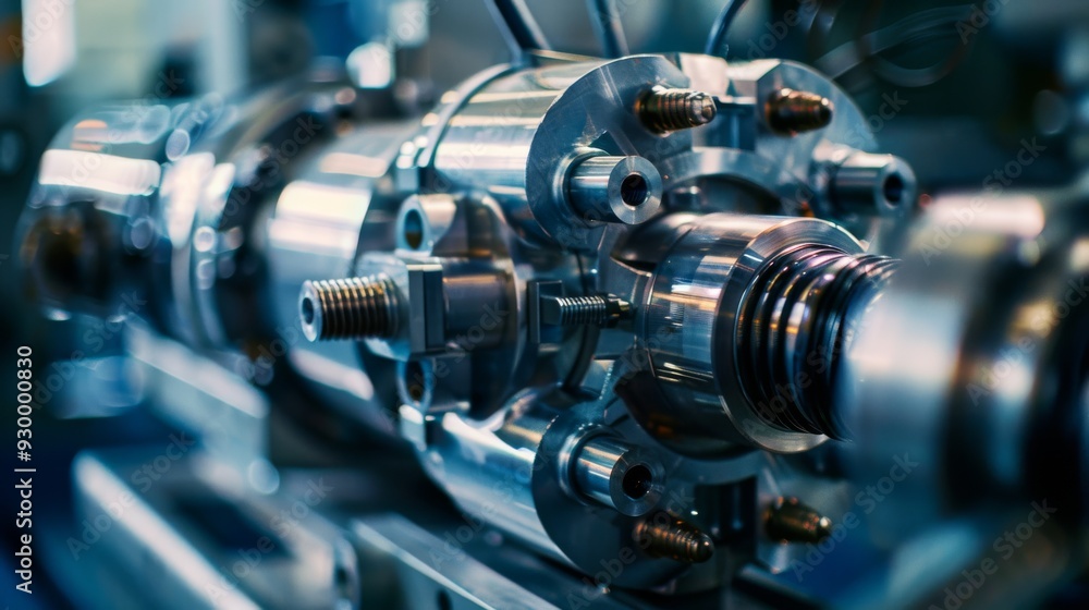 Gleaming, complex machinery with reflective metallic surfaces and intricate components highlights engineering precision and advanced technology. Gleaming, complex machinery with reflective metallic surfaces and intricate components highlights engineering precision and advanced technology.