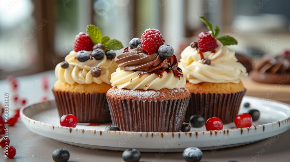 custom made wallpaper toronto digitalDelicious Close-up of Cupcakes Arranged on a Plate, Dining Room Aesthetics, Graphic Resources, Wallpapers, Brochure, banner, Advertising, background