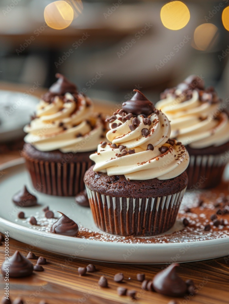 Delicious Close-up of Cupcakes Arranged on a Plate, Dining Room Aesthetics, Graphic Resources, Wallpapers, Brochure, banner, Advertising, background Delicious Close-up of Cupcakes Arranged on a Plate, Dining Room Aesthetics, Graphic Resources, Wallpapers, Brochure, banner, Advertising, background