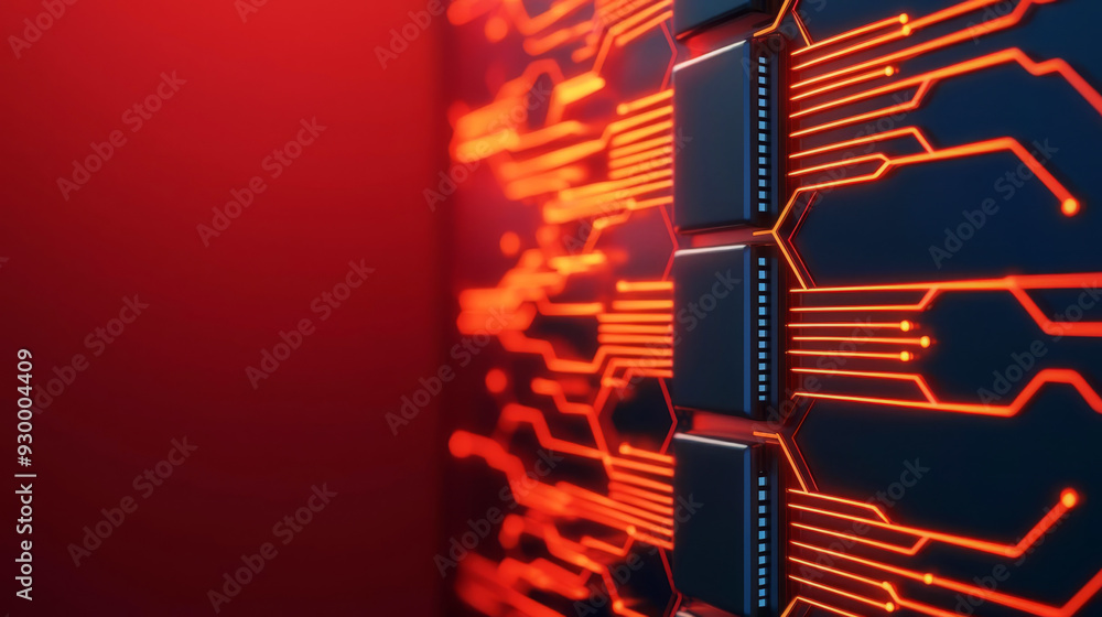 Naklejka premium Futuristic cybersecurity, neon digital barriers, interconnected ecosystem, secure networks