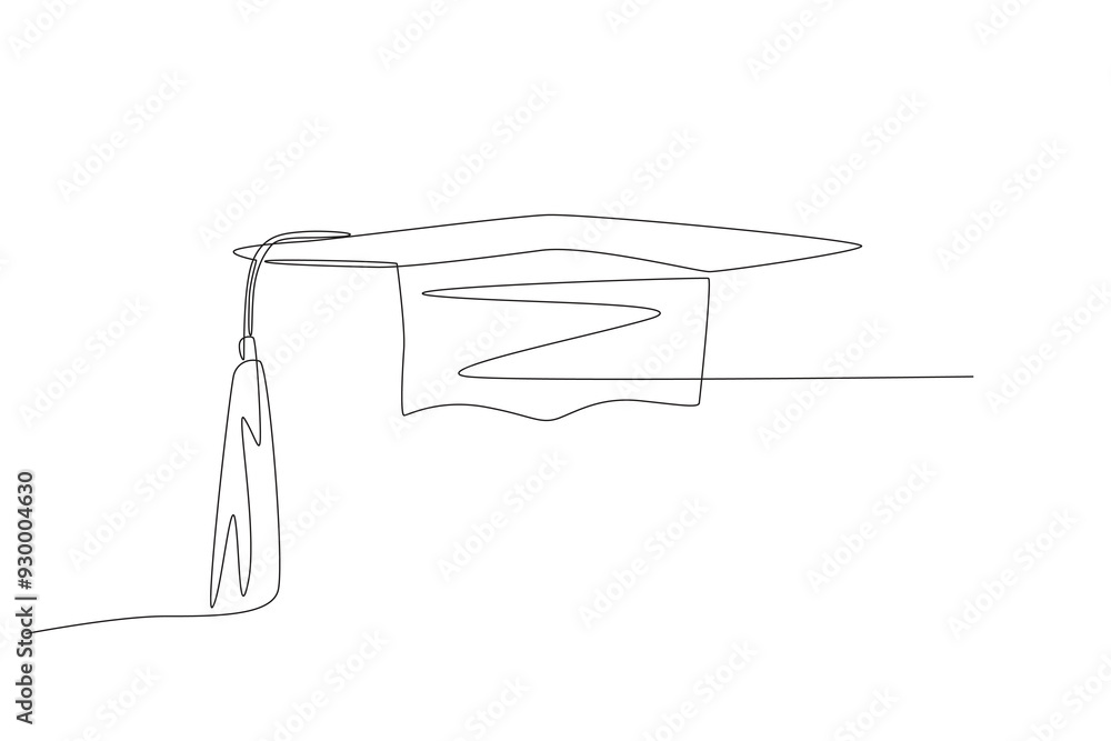 Graduation hats concept one-line drawing Graduation hats concept one-line drawing