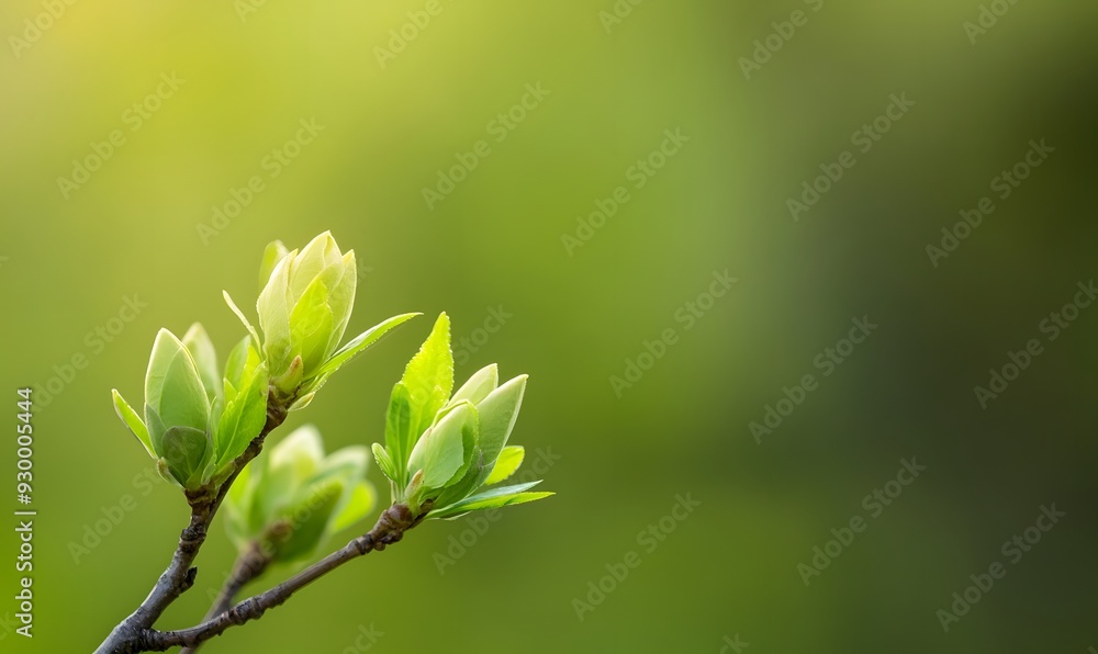 Vibrant green plant buds blossoming in spring, Generative AI Vibrant green plant buds blossoming in spring, Generative AI