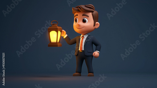 A businessman holding a lan...