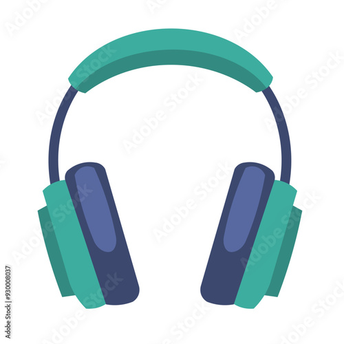 Vector headphones flat icon, isolated on white background
