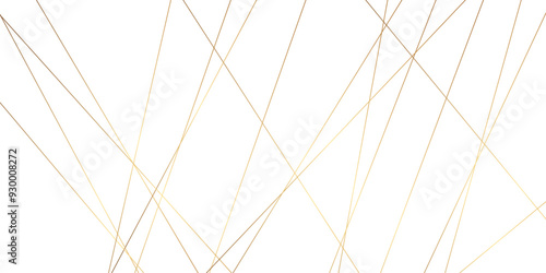Luxury banner golden geometric lines overlap design. Golden Seamless random chaotic lines on transparent background.	