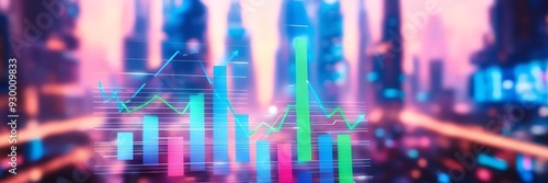 futuristic stock and investment charts, stock trading graphs. Online Business Success Sales Growth Concept