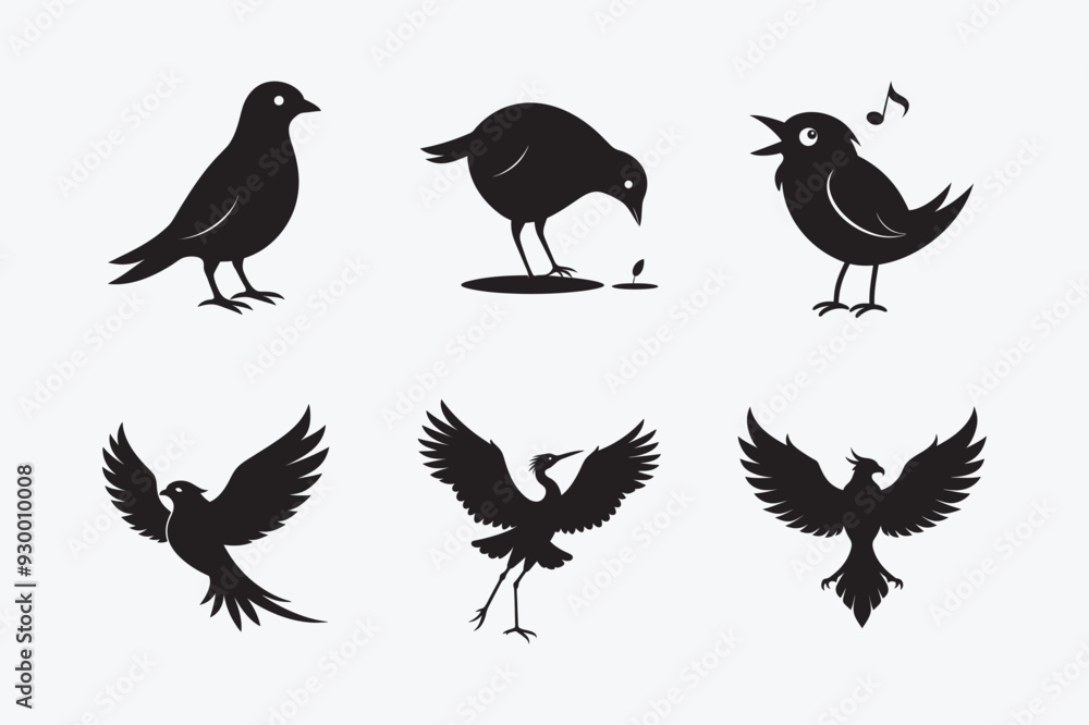 Naklejka premium Bird Silhouette Vector Bundle