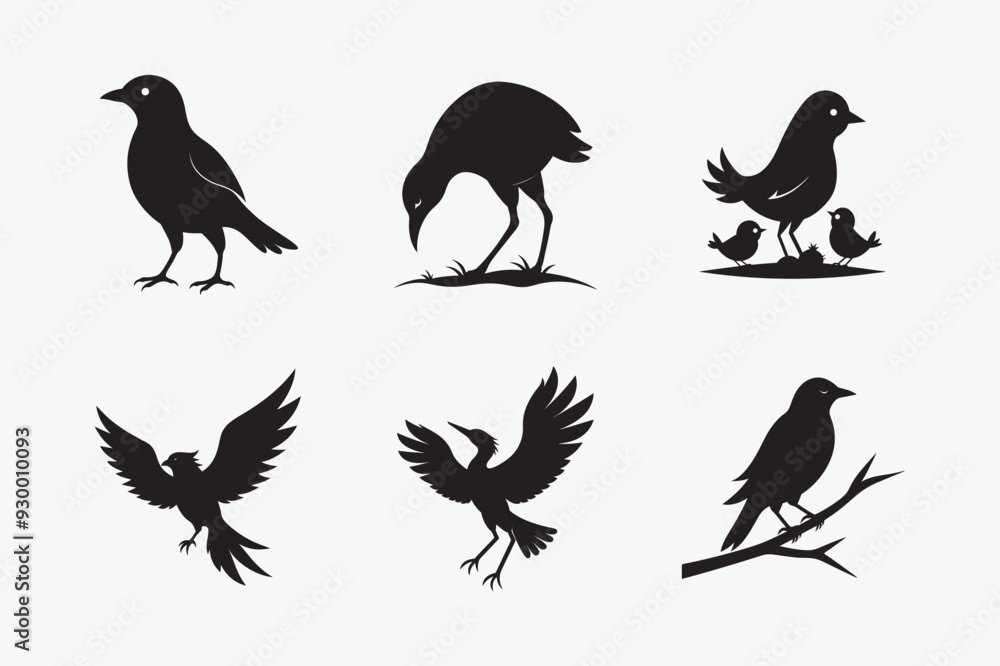 Naklejka premium Bird Silhouette Vector Bundle