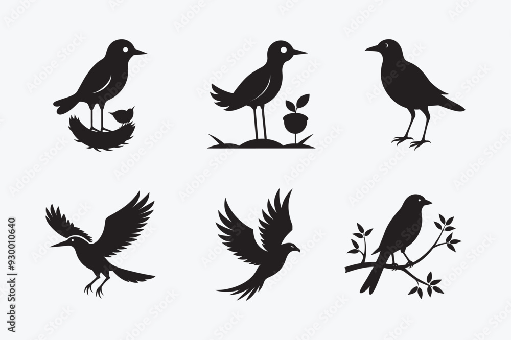 Fototapeta premium Bird Silhouette Vector Bundle