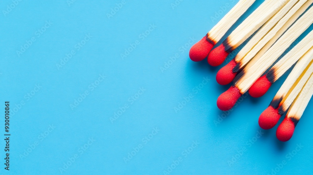 There is a brown match on a blue background that is burning brightly; the space for the inscription conveys work and victimhood There is a brown match on a blue background that is burning brightly; the space for the inscription conveys work and victimhood