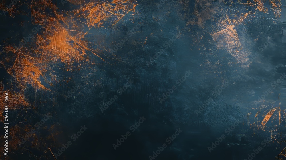 Obraz premium This texture of rusty metal is textured with scratches and cracks with traces of blue and dirty orange paint.
