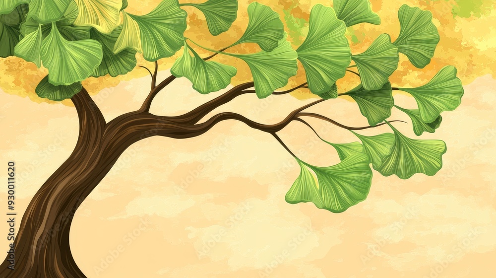 Fototapeta premium Ginkgo leaf banner with room for text