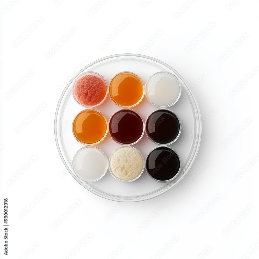A multi-well plate with different cell cultures, 3D illustration, isolated on white background A multi-well plate with different cell cultures, 3D illustration, isolated on white background