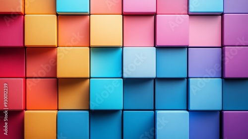 A colorful wall made of blocks in various colors
