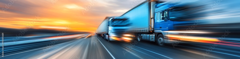 In the evening, a big white truck with a flatbed trailer pulling heavy equipment speeds along a country road amid a group of cars. In the evening, a big white truck with a flatbed trailer pulling heavy equipment speeds along a country road amid a group of cars.