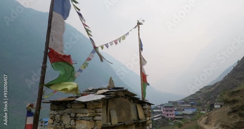 Nepal village prayer flags