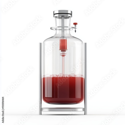 A bioreactor with cell culture, 3D illustration, isolated on white background