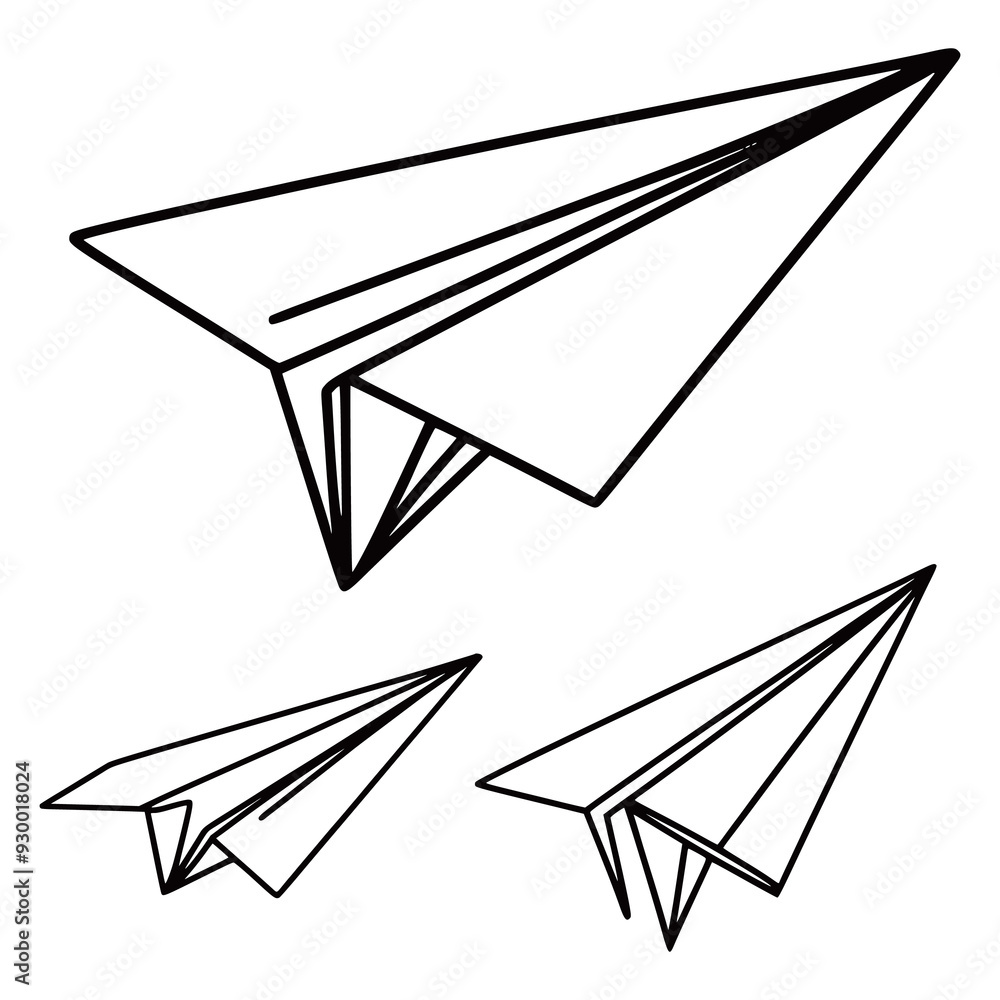 Paper Plane airplane icon with line art sky continuous line drawing vector illustrations on white background generated Ai Paper Plane airplane icon with line art sky continuous line drawing vector illustrations on white background generated Ai