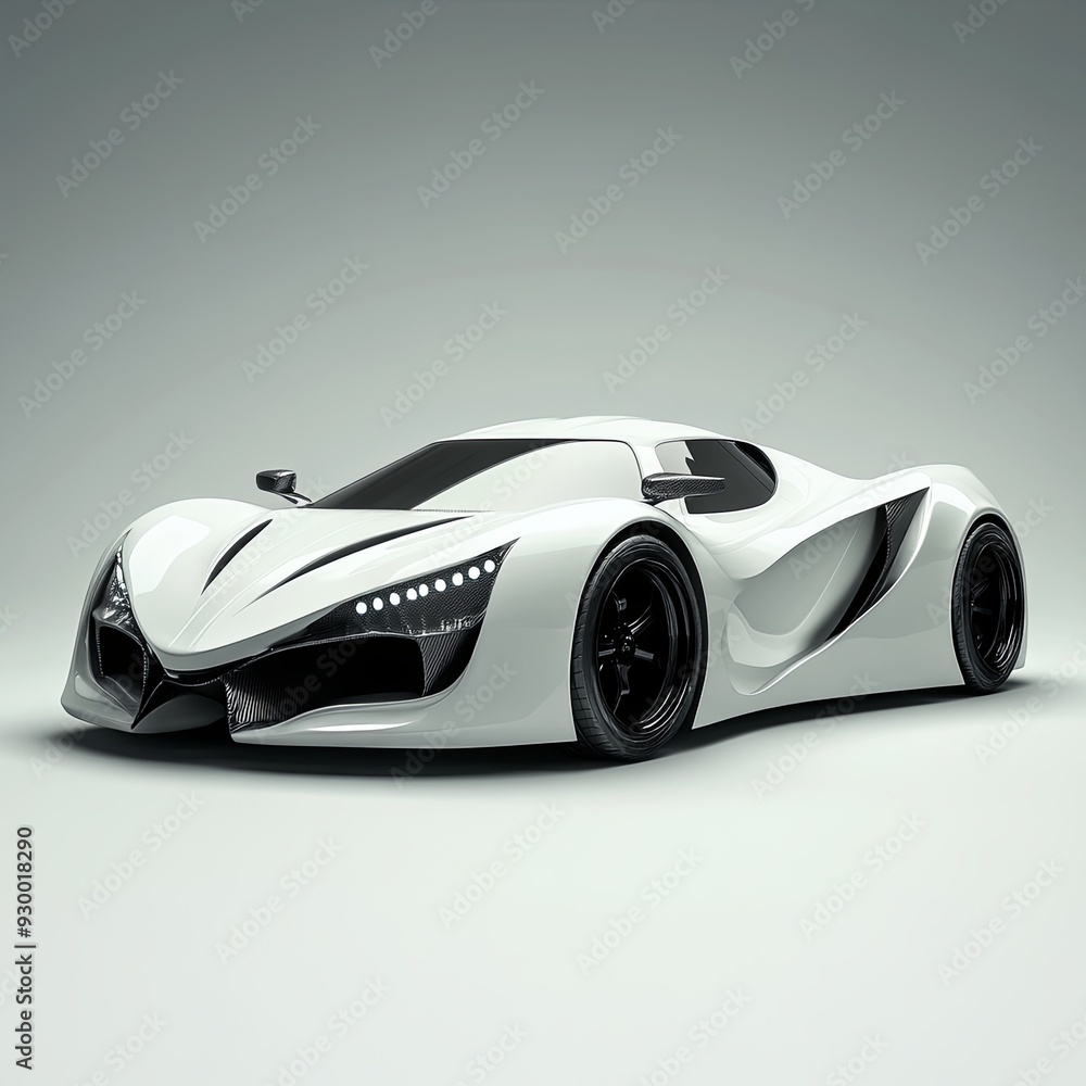 Fototapeta premium White Italial supercar concept isolated front side