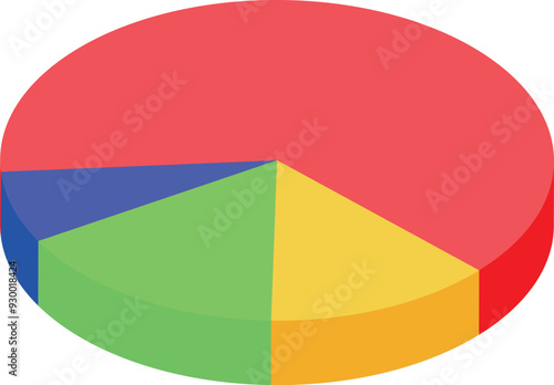 Colorful pie chart is showing the results of a market share analysis