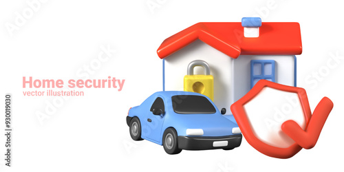 Home security. Concept of protection of real estate and vehicles