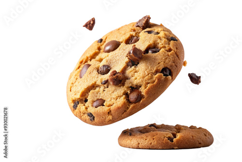 Chocolate chip cookie falling png